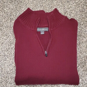 Eddie Bauer mens xl burgundy sweater NWOT box#3 super thick and great quality